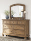 Feddinger King Storage Sleigh Bed with Mirrored Dresser and Nightstand