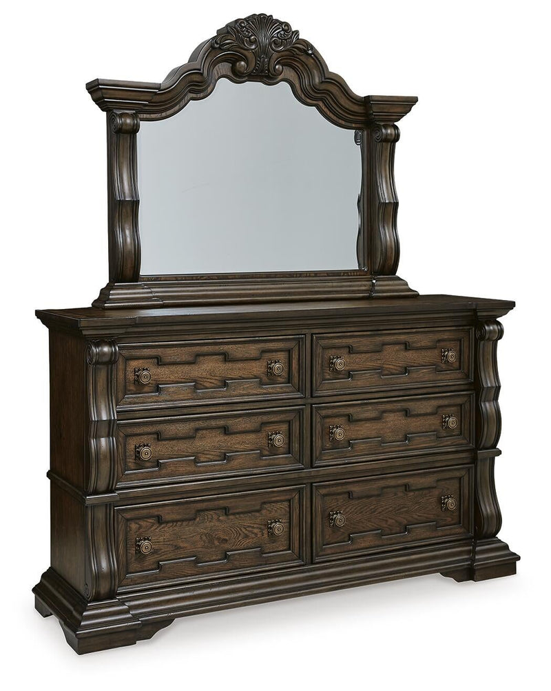 Maylee Queen Canopy Bed, Dresser and Mirror