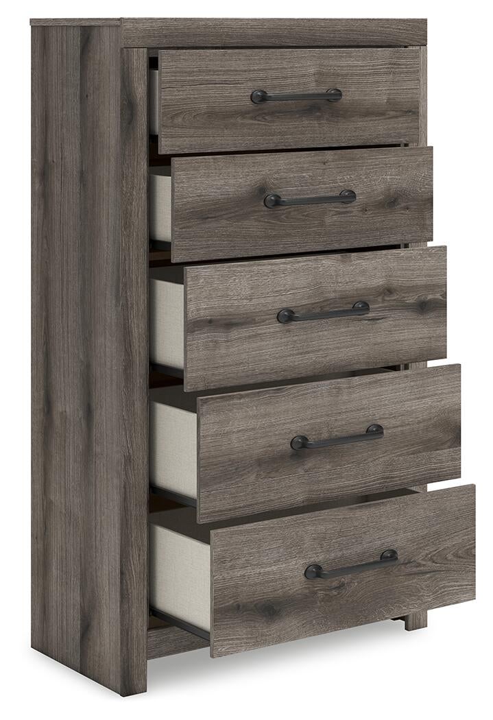 Urbanoore Queen Panel Bed, Dresser, Mirror, Chest and Nightstand