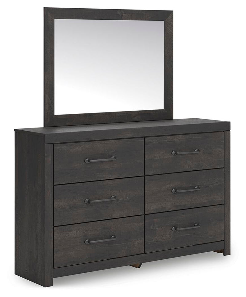 Delmorta Twin Panel Storage Bed, Dresser, Mirror and Nightstand