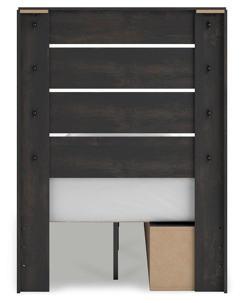 Hollivern Twin Panel Storage Bed, Dresser, Mirror and Nightstand