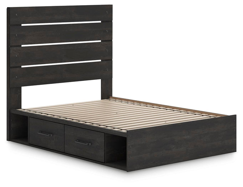 Delmorta Full Panel Storage Bed, Dresser and Mirror