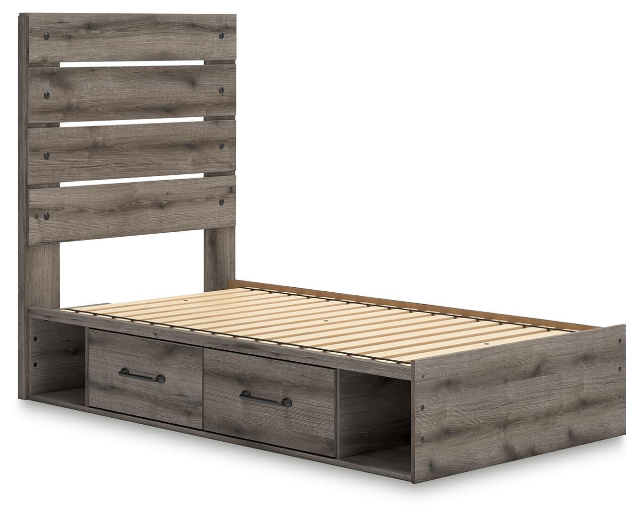 Graystorm Twin Panel Storage Bed, Dresser and Mirror
