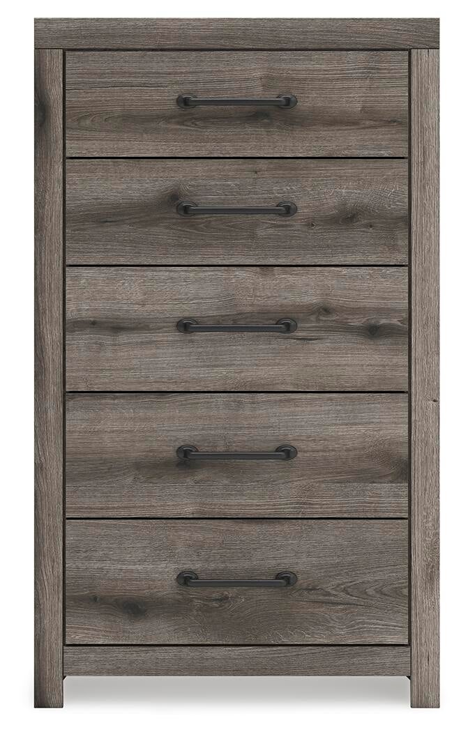 Urbanoore King Panel Bed, Dresser, Mirror, Chest and Nightstand
