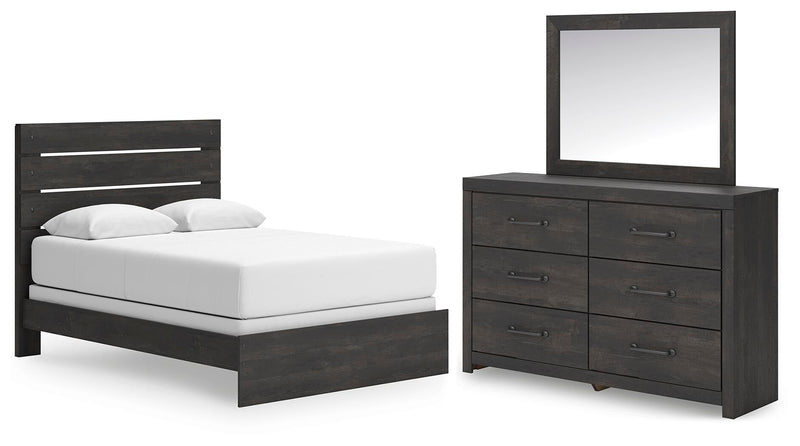 Delmorta Queen Panel Bed, Dresser and Mirror