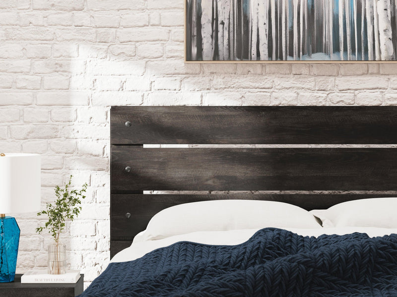 Delmorta King Panel Bed, Dresser, Mirror and Nightstand