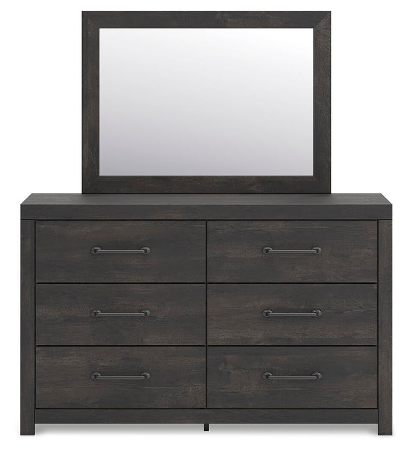Delmorta Twin Panel Bed with Storage, Dresser, Mirror, Chest and Nightstand
