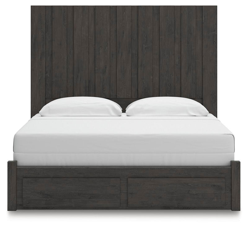 Parlayon King Panel Storage Bed, Dresser, Mirror, Chest and Nightstand