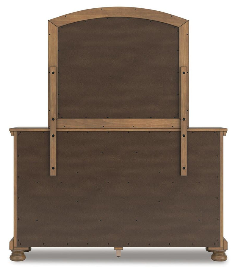Vandenmore King Storage Sleigh Bed with Mirrored Dresser