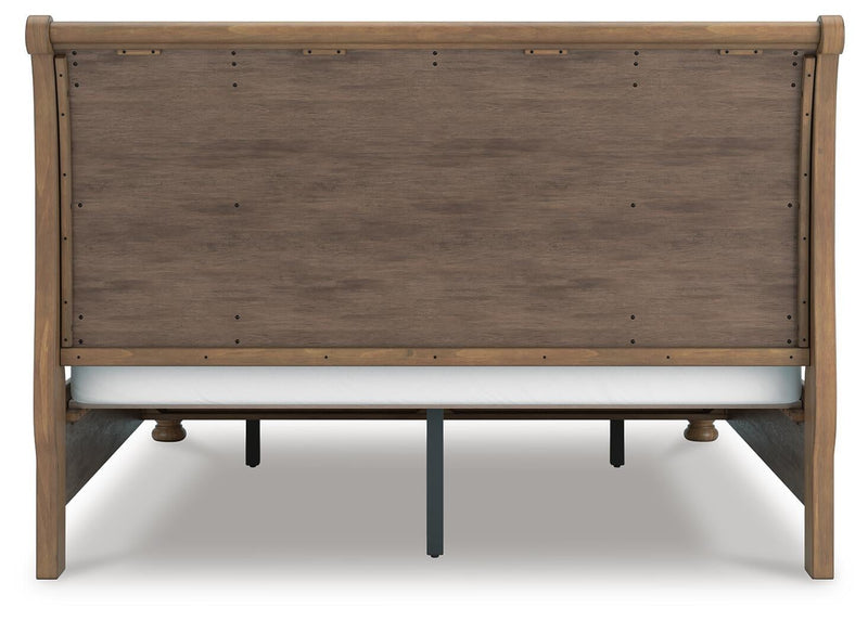 Vandenmore King Storage Sleigh Bed with Mirrored Dresser