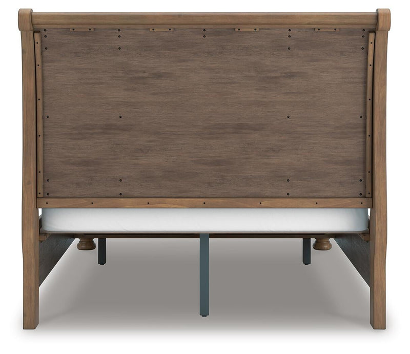 Vandenmore Queen Storage Sleigh Bed with Mirrored Dresser, Chest and Nightstand
