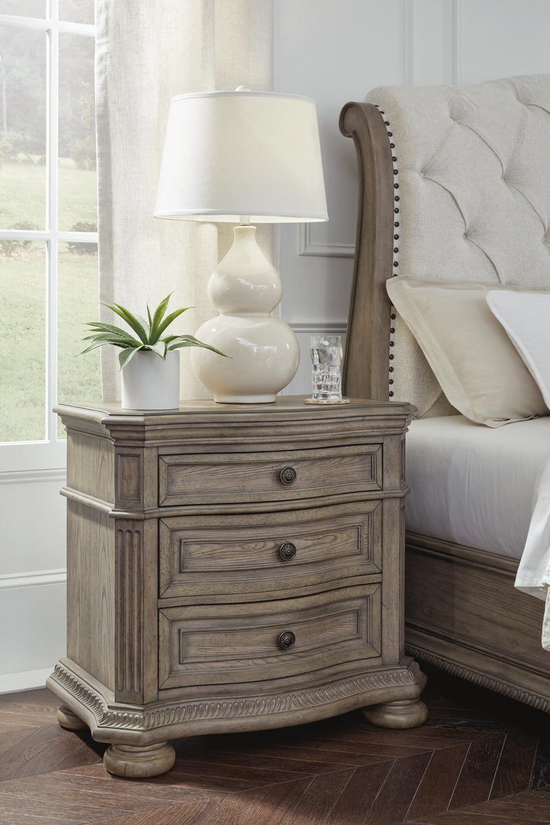 Ardenfield California King Upholstered Sleigh Bed, Dresser, Mirror, Chest and Nightstand