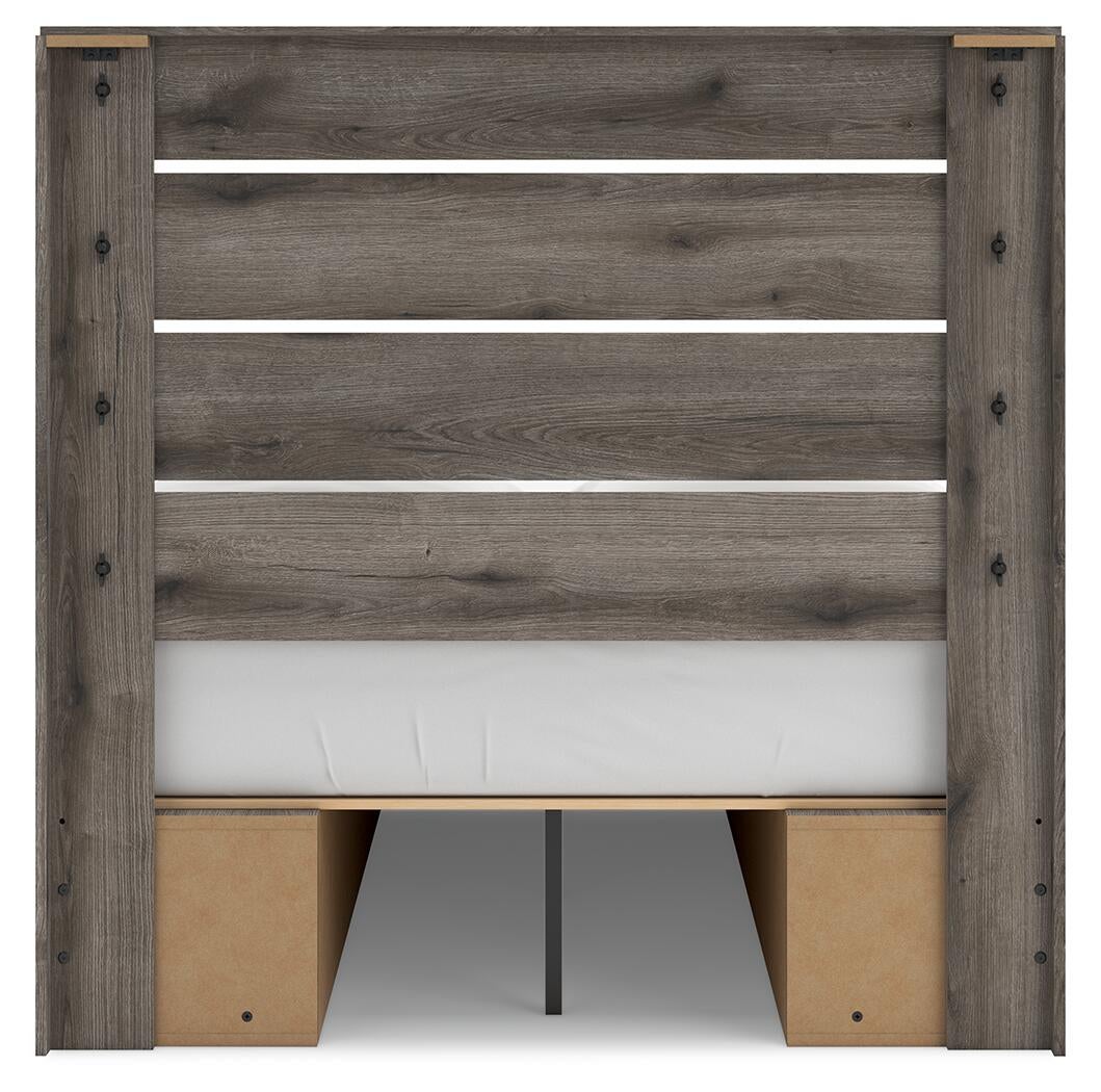 Graystorm Full Panel Bed with Storage, Dresser and Mirror