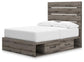 Graystorm Full Panel Bed with Storage, Dresser and Mirror