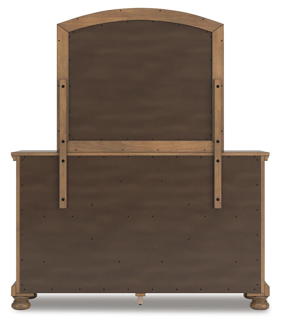 Vandenmore California King Panel Bed with Mirrored Dresser and Nightstand