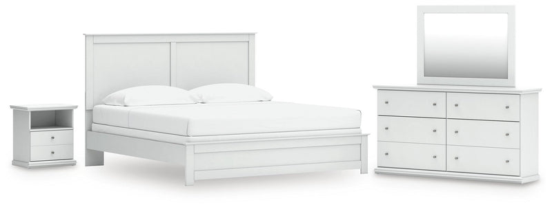 Bostwick Shoals King Panel Bed, Dresser, Mirror and Nightstand