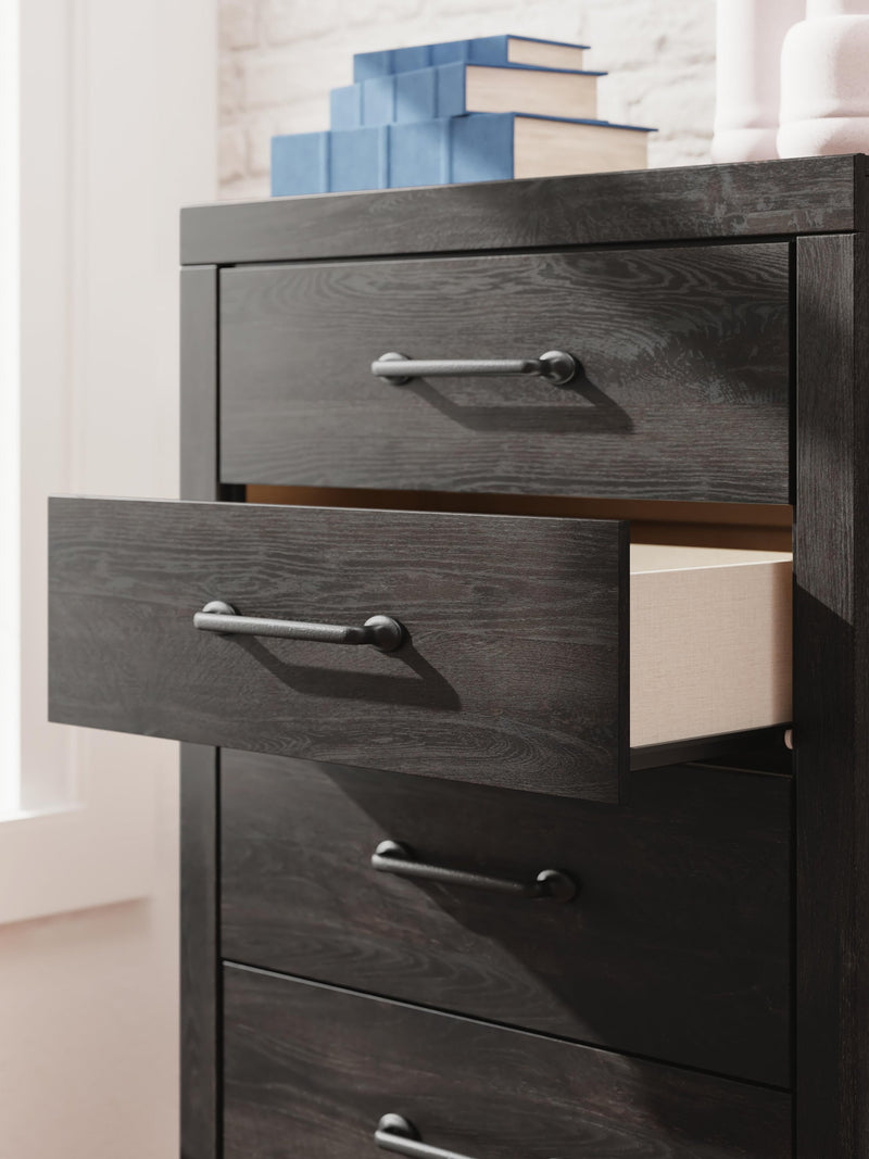 Delmorta Full Panel Bed, Dresser, Mirror, Chest and Nightstand
