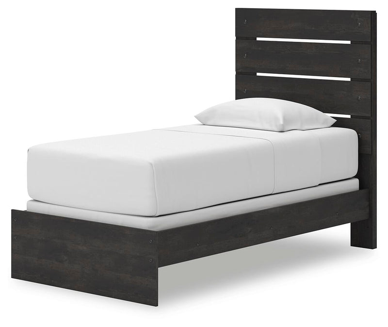 Delmorta Twin Panel Bed, Dresser and Mirror
