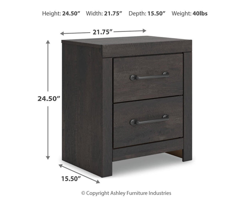 Delmorta Full Panel Bed with Storage, Dresser, Mirror, Chest and Nightstand