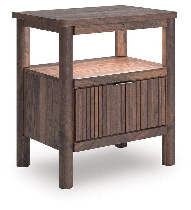 Cadmori Full Upholstered Panel Platform Bed, Dresser, Mirror, Chest and Nightstand