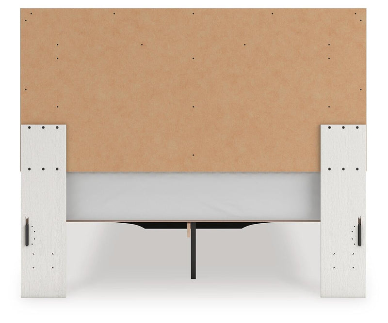 Birmonton Queen Upholstered Panel Platform Storage Bed, Dresser, Mirror and Nightstand