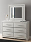 Birmonton Queen Upholstered Panel Platform Bed, Dresser and Mirror