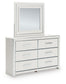 Zuraleus King Upholstered Panel Bed, Dresser, Mirror, Chest and Nightstand