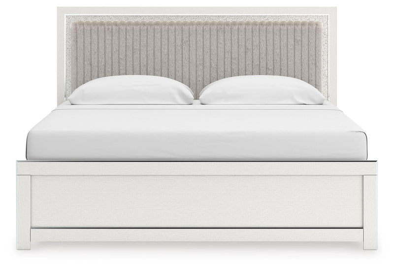 Birmonton King Upholstered Panel Bed, Dresser, Mirror, Chest and Nightstand