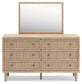 Cielden King Upholstered Bed with Roll Slats, Dresser, Mirror and Nightstand