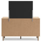 Cielden Queen Upholstered Bed with Roll Slats, Dresser, Mirror and Nightstand