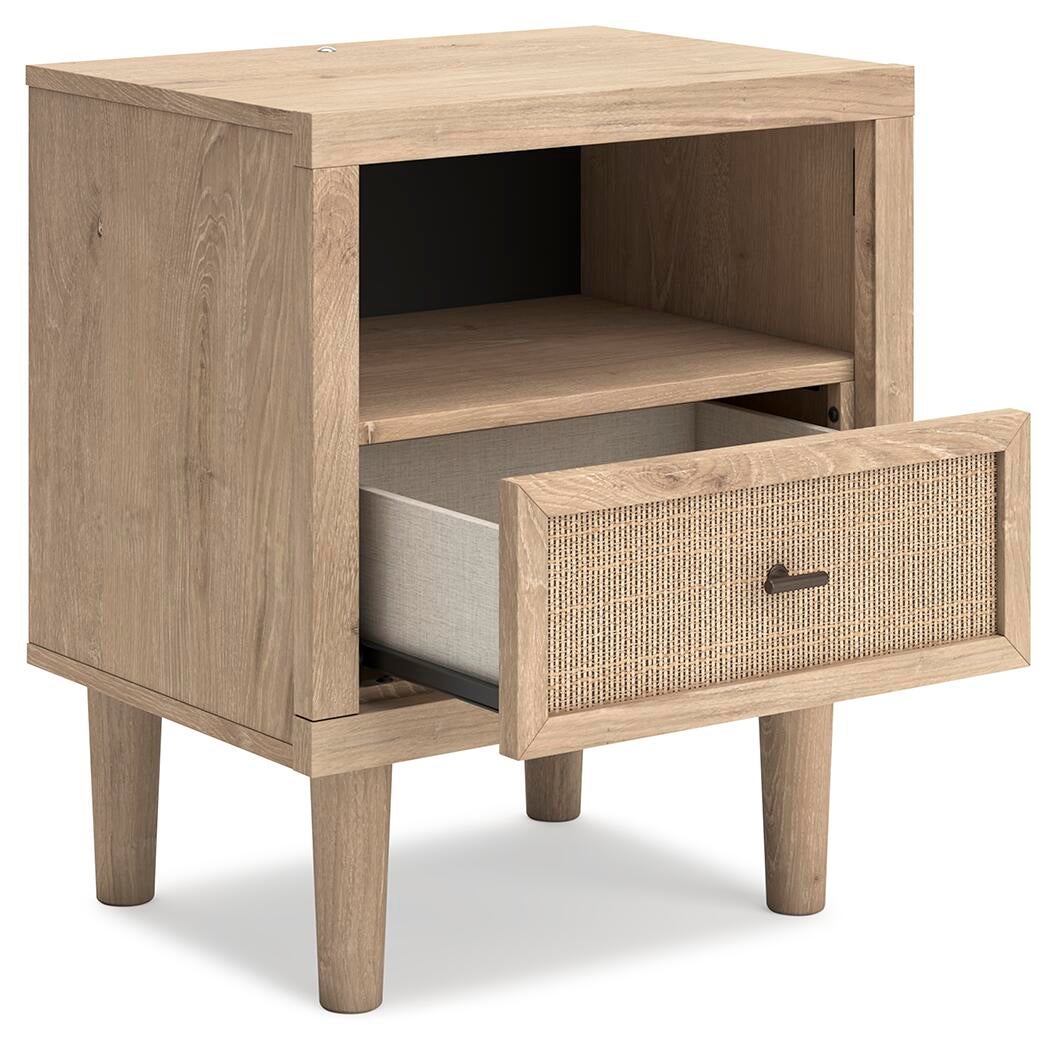 Cielden Queen Upholstered Bed with Roll Slats, Dresser, Mirror and Nightstand