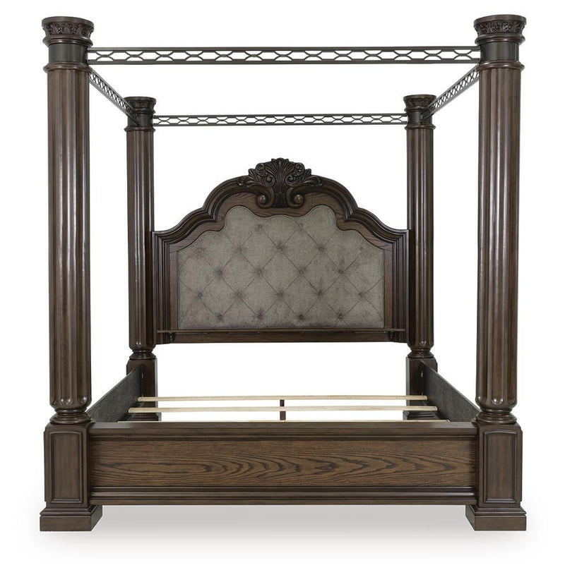 Maylee California King Canopy Bed, Dresser and Mirror