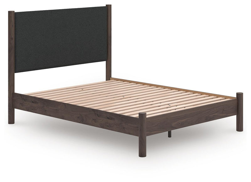 Cadmori Queen Upholstered Panel Platform Bed, Dresser, Mirror and Nightstand