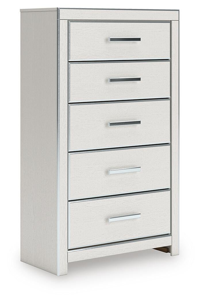 Birmonton King Upholstered Panel Platform Storage Bed, Dresser, Mirror, Chest and Nightstand