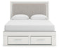 Zuraleus Queen Upholstered Panel Platform Storage Bed, Dresser, Mirror, Chest and Nightstand