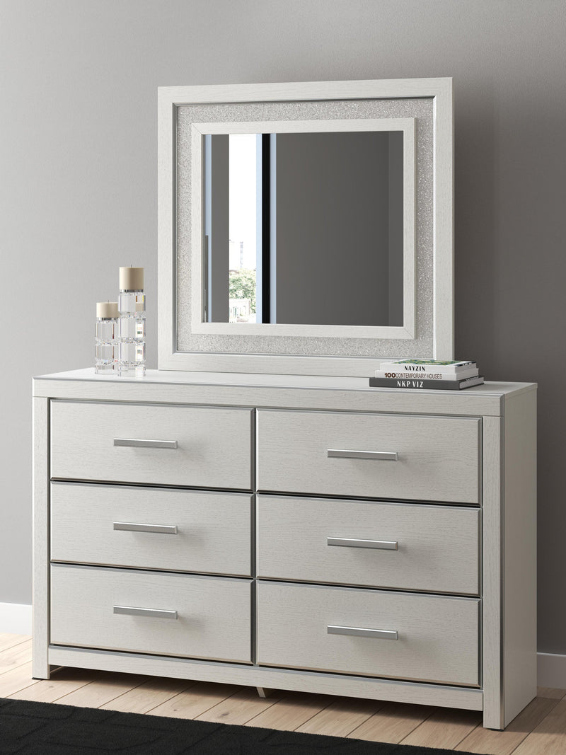 Birmonton Queen Upholstered Panel Platform Bed, Dresser, Mirror and Nightstand