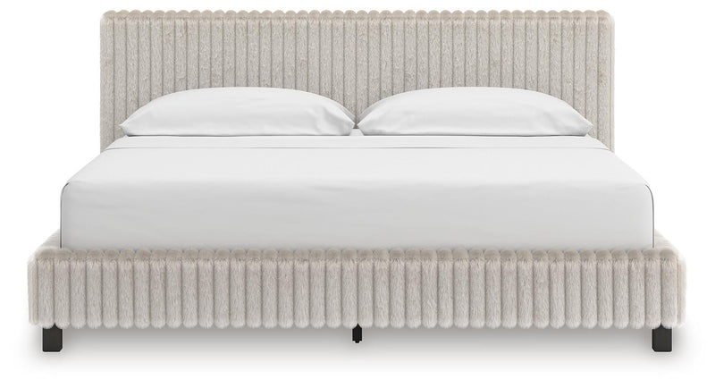Birmonton California King Upholstered Bed, Dresser and Mirror