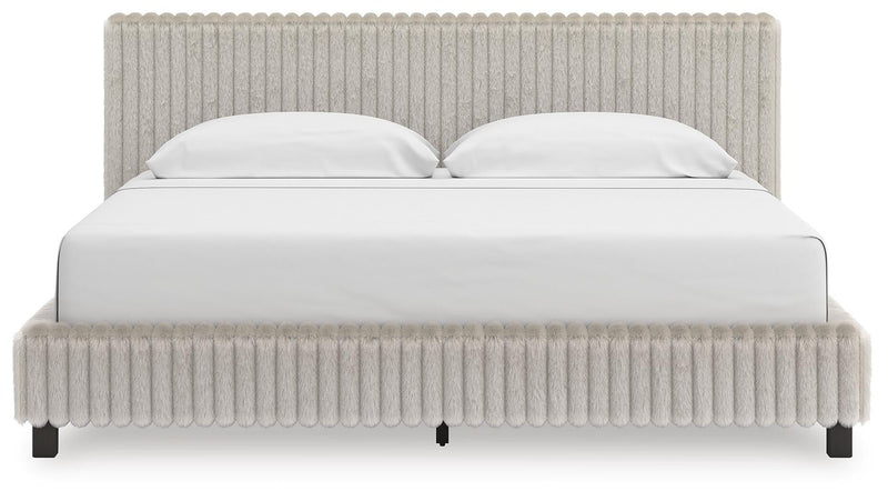 Birmonton King Upholstered Bed, Dresser and Mirror