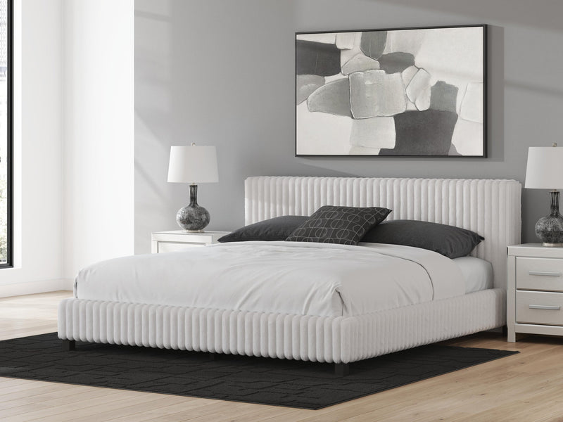 Birmonton King Upholstered Bed, Dresser and Mirror