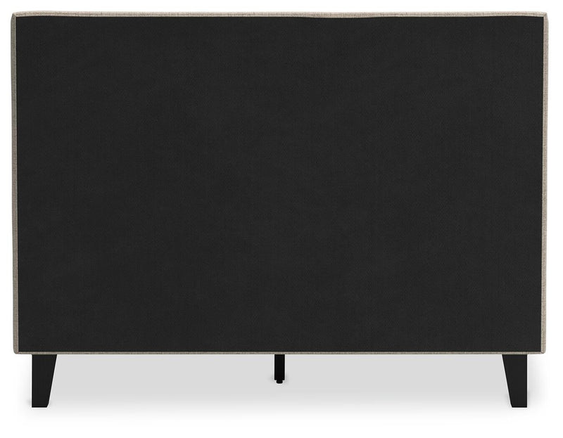 Cielden Full Upholstered Bed with Roll Slats, Dresser, Mirror, Chest and Nightstand