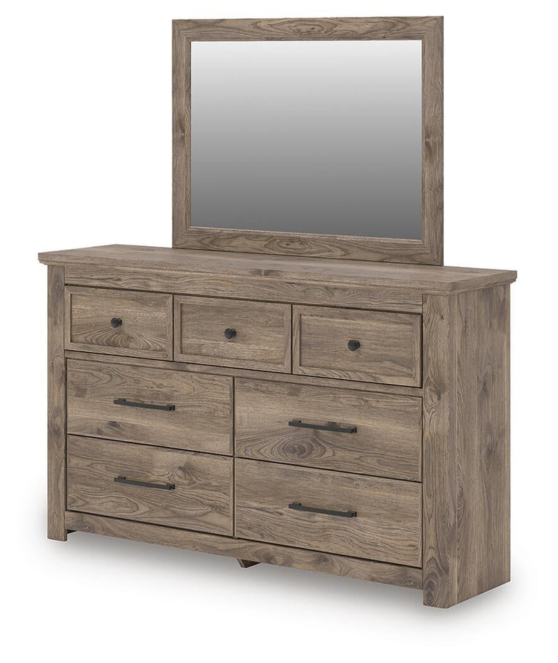 Keithland Queen Poster Bed with Mirrored Dresser and Nightstand