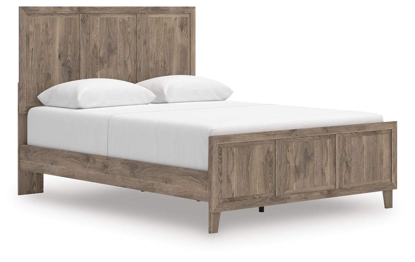 Rusticott Queen Panel Bed with Mirrored Dresser and Nightstand