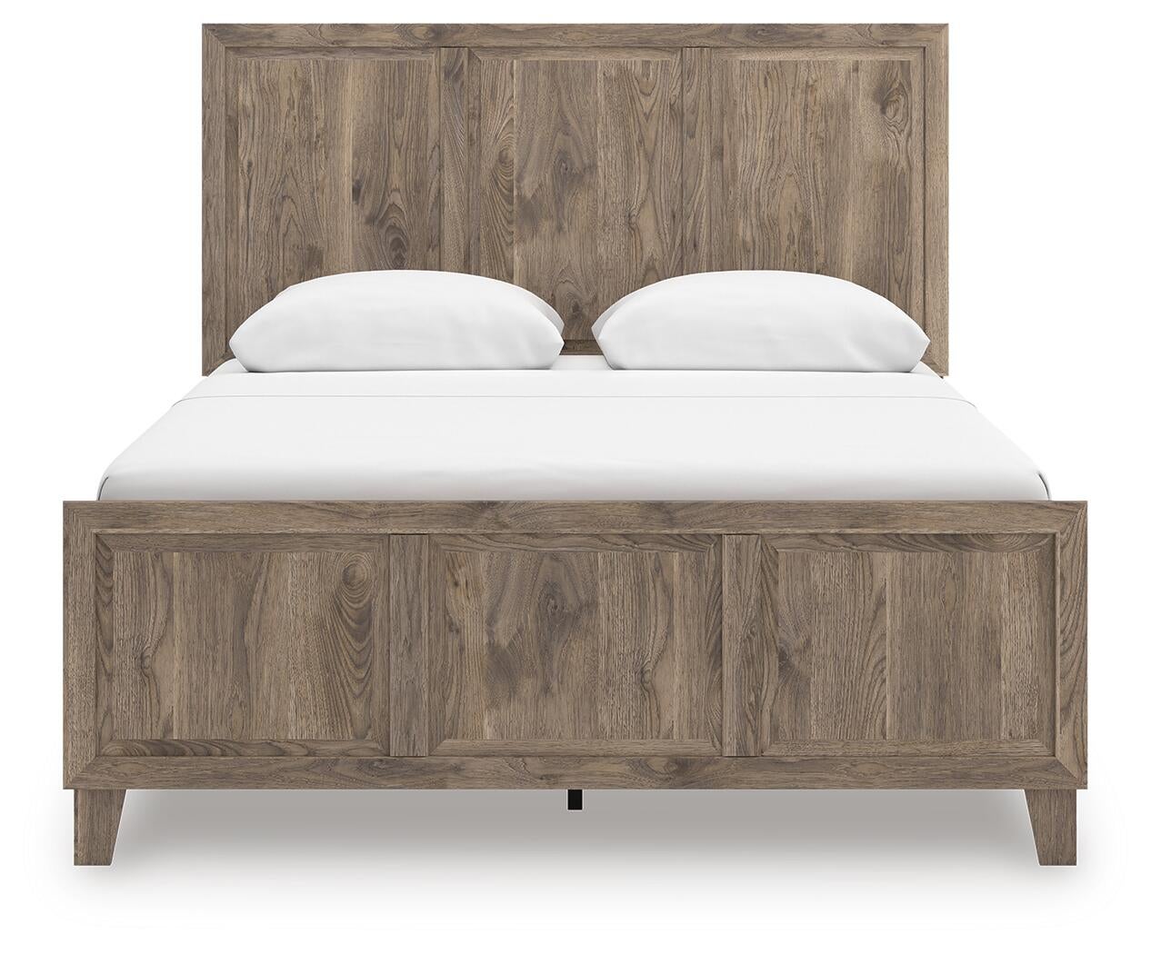 Rusticott Queen Panel Bed with Mirrored Dresser and Nightstand