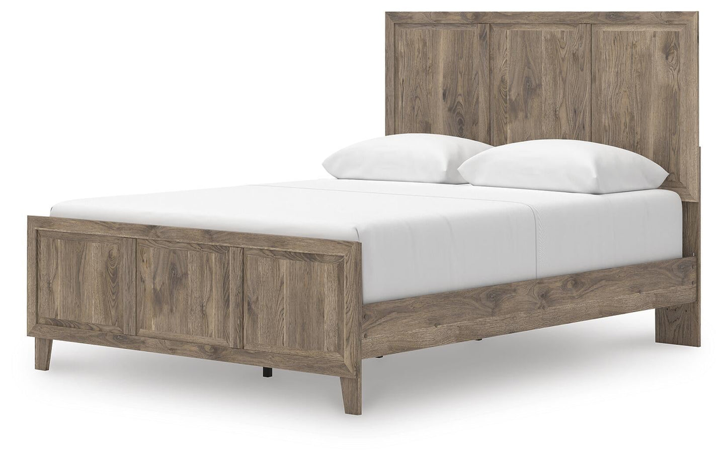 Rusticott Queen Panel Bed with Mirrored Dresser and Nightstand