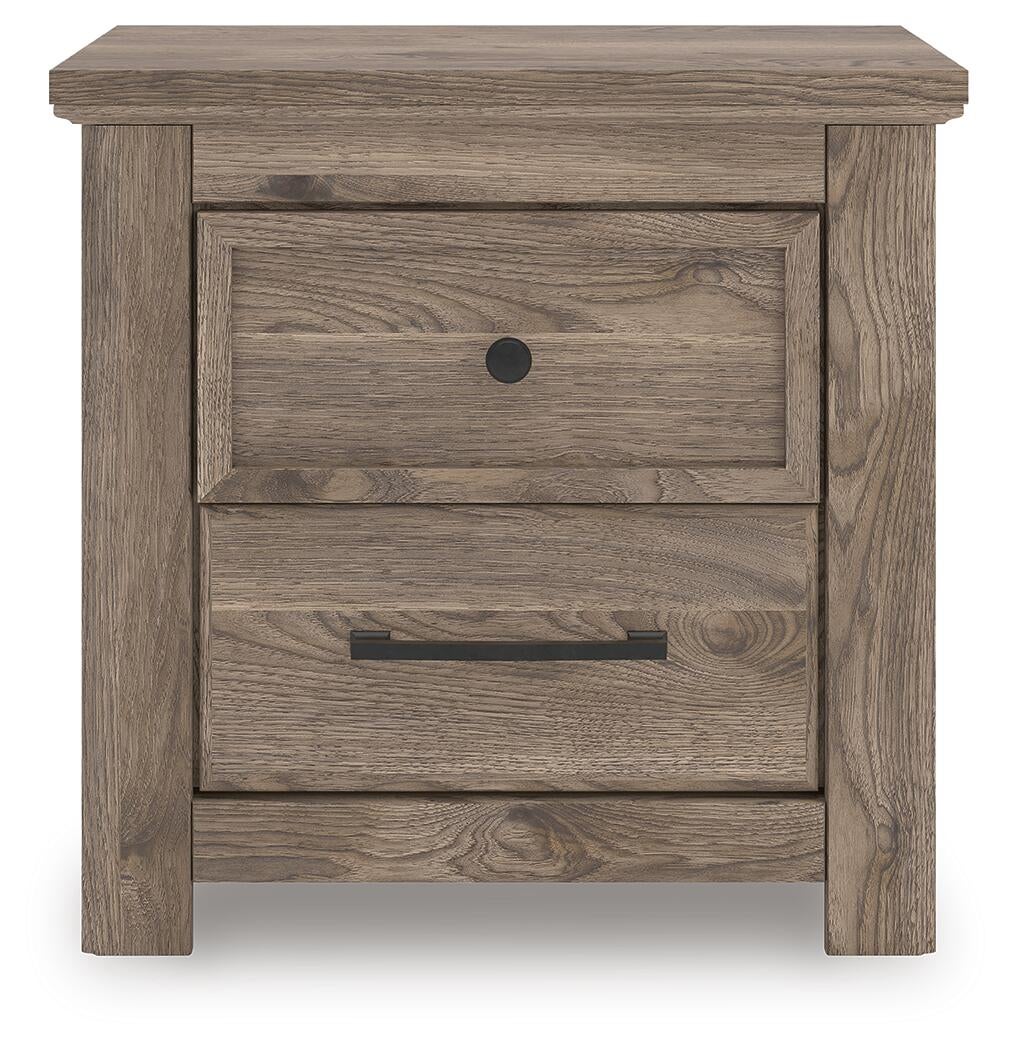 Rusticott Queen Panel Bed with Mirrored Dresser and Nightstand