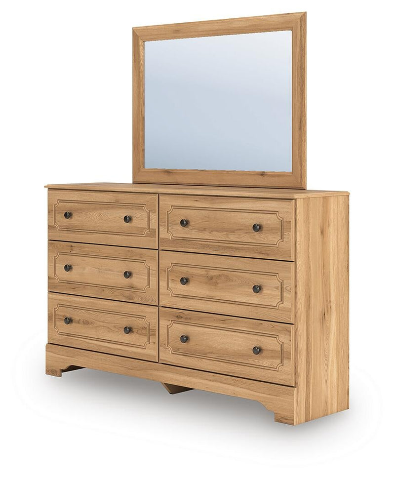 Galletyn Twin Panel Bed with Mirrored Dresser