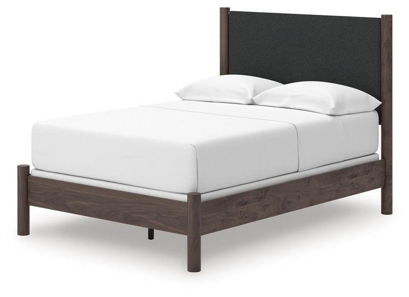 Cadmori Full Upholstered Panel Bed, Dresser, Mirror and Nightstand