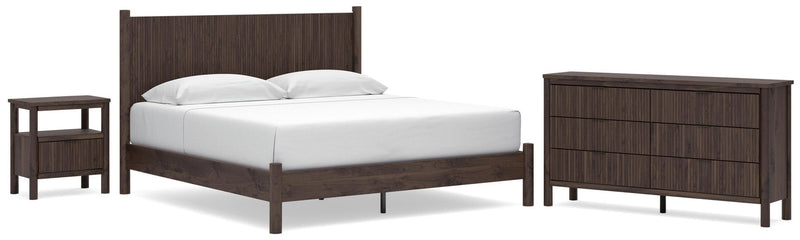 Cadmori King Panel Platform Bed, Dresser, Mirror and Nightstand