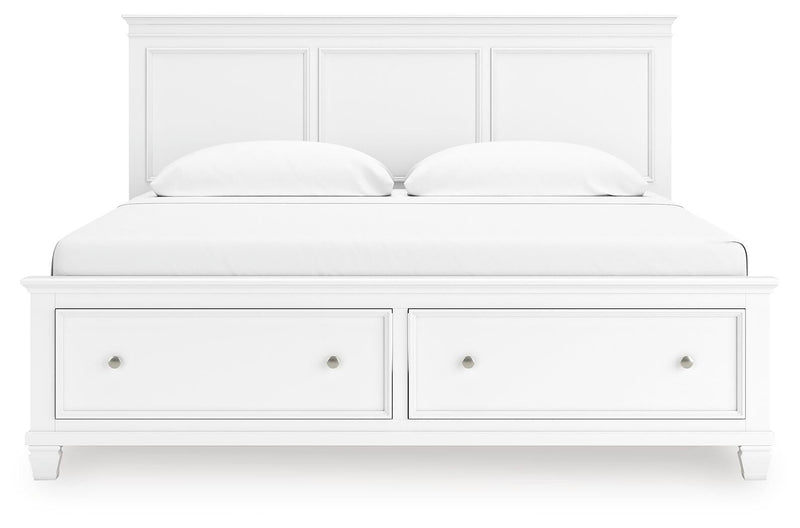 Fortman King Panel Storage Bed with Mirrored Dresser and Nightstand