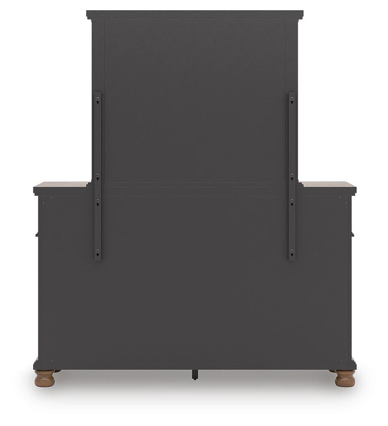 Chadworth Queen Poster Bed with Mirrored Dresser and Nightstand